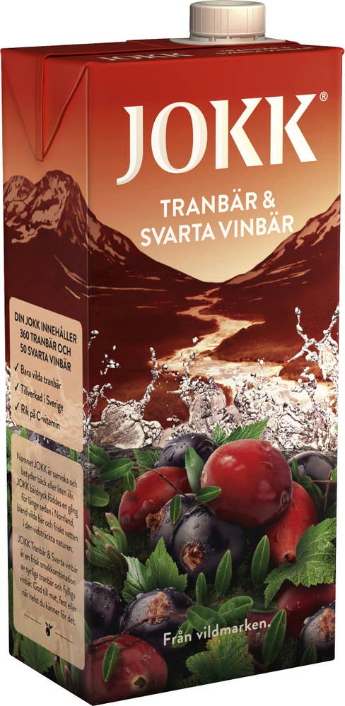 Ej sorterad Tranbär/Svartvinbärsdryck 1L Jokk