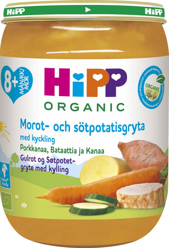 Hipp Morot- & Sötpotatisgryta med Kyckling 8M EKO