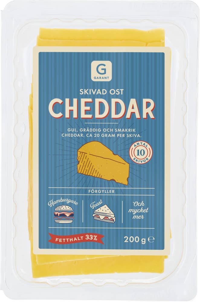 Garant Cheddar Skivad Hamburgerost 33%