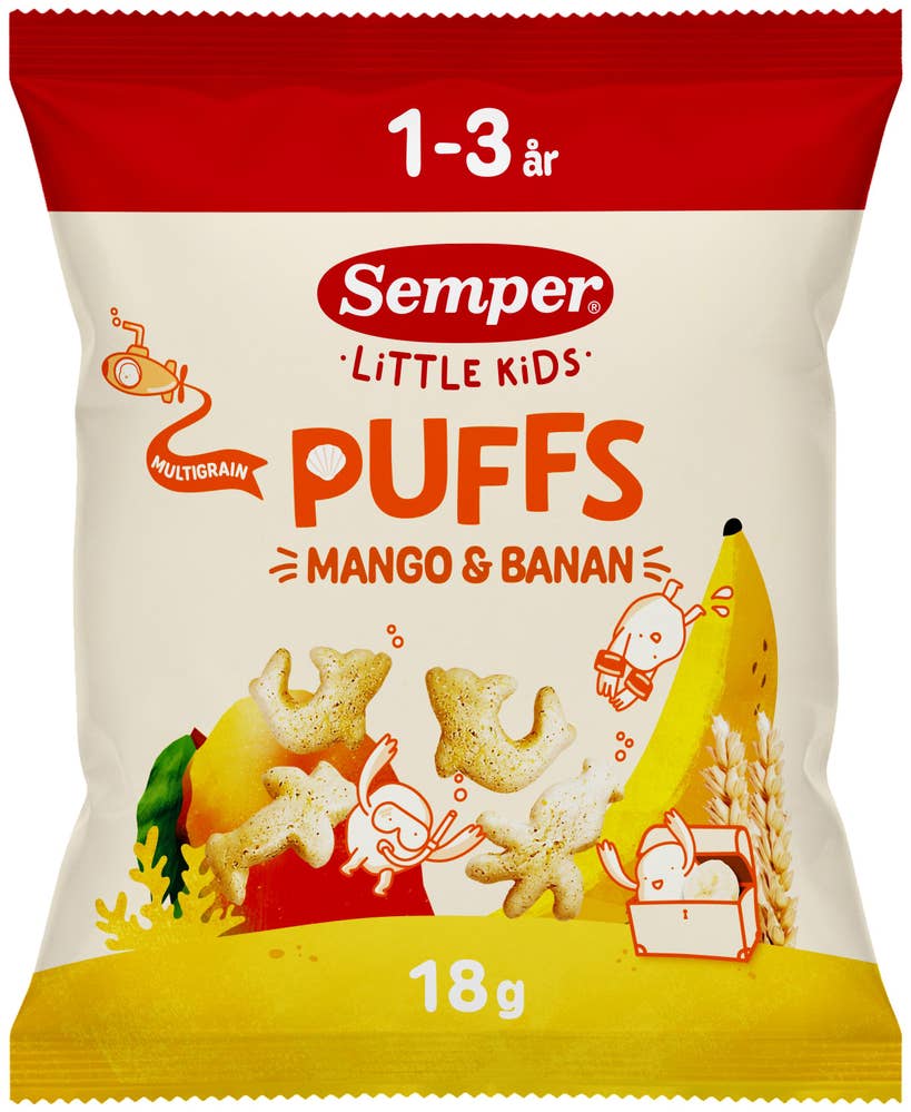 Semper Multigrain Puffs Mango & Banan EKO 1-3År