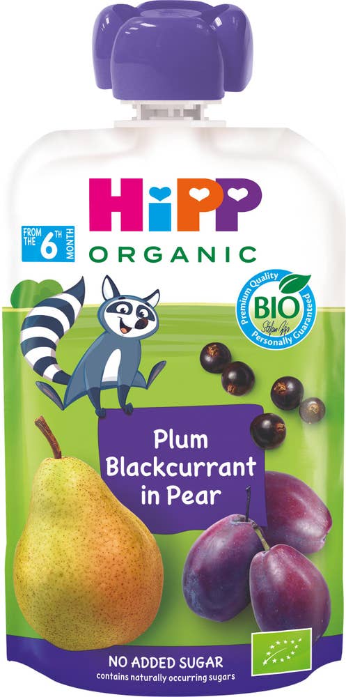 Hipp Puré Päron, Plommon & Svarta Vinbär 4M EKO