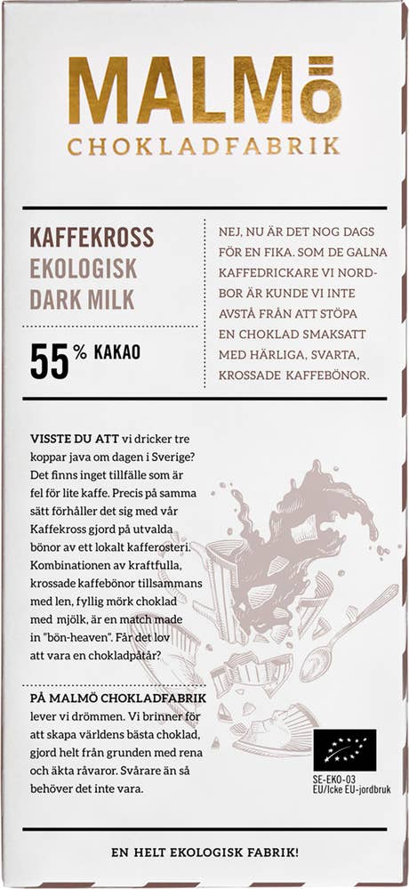 Malmö Chokladfabrik Choklad Kaffekross 55% EKO