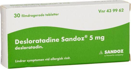 Desloratadine Sandoz 5 mg, Desloratadin, filmdragerad tablett, 30 st