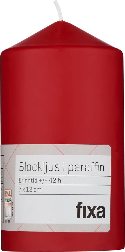 Fixa Blockljus Röd 12x7cm