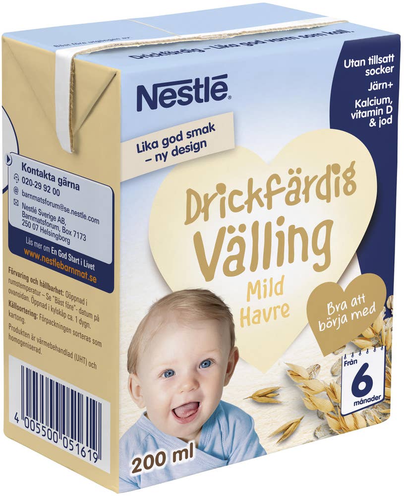 Nestlé Godnatt Havrevälling Mild 6M Drickfärdig 200ml