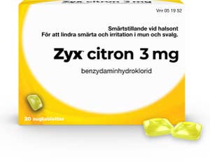 Zyx Sugtablett Citron Benzydaminhydroklorid 3mg