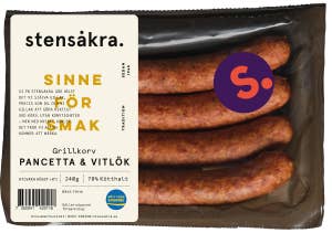 Stensåkra Grillkorv Pancetta & Vitlök Kötthalt 78% 4-p