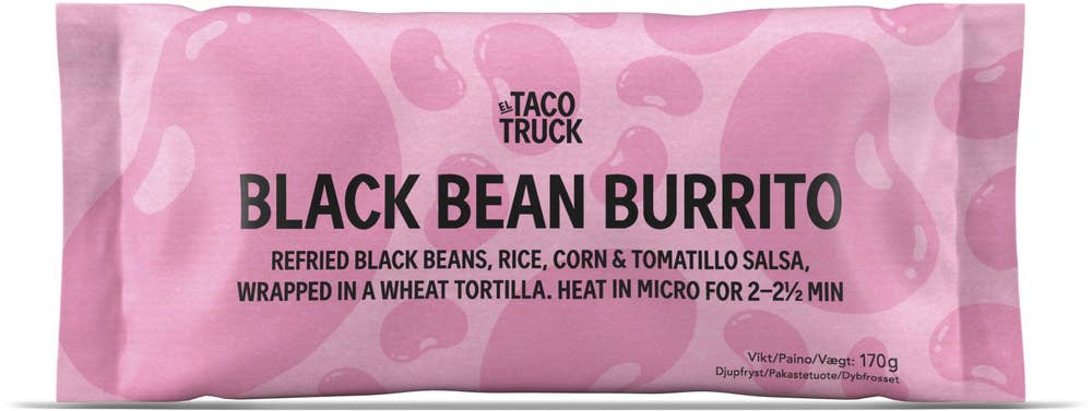 El Taco Truck Black Bean Burrito Vegansk Fryst