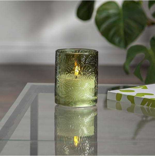 Star Trading Blockljus LED Flamme Leaf Grön 10x12,5cm
