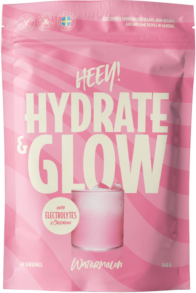 Heey! Hydrate & Glow Electrolytes + Coll-egan® Watermelon 40 portioner