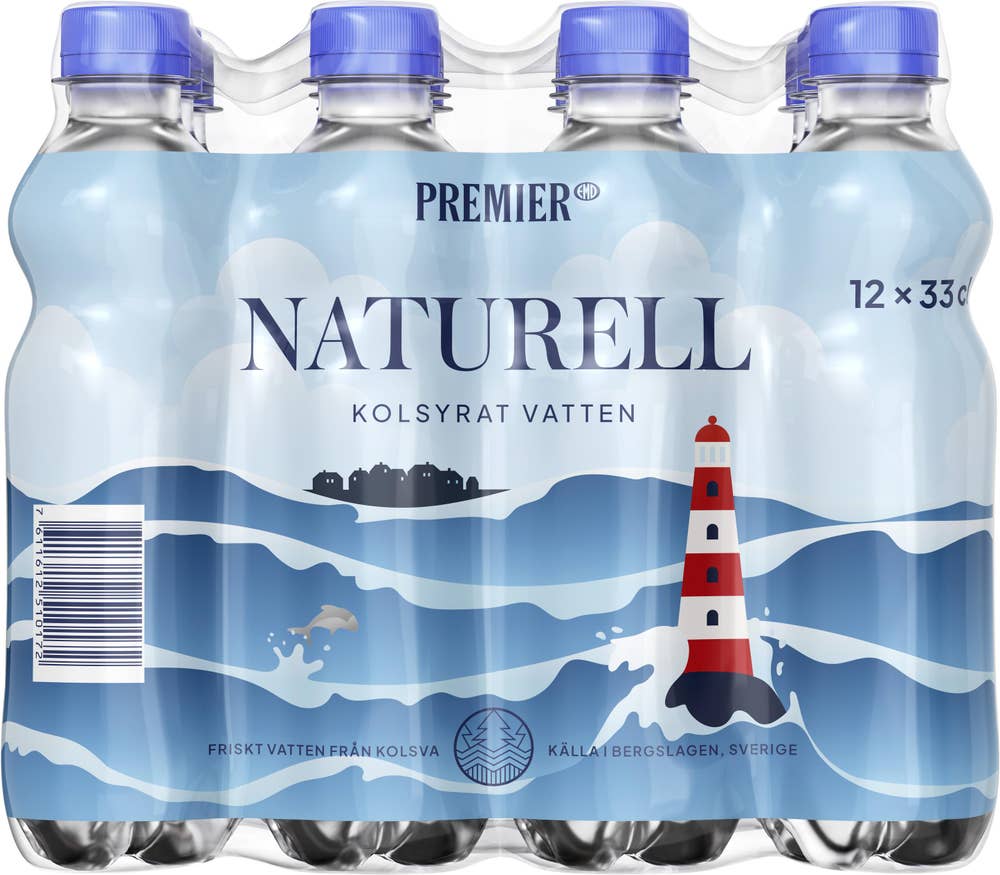 Premier Kolsyrat Vatten Naturell 12x33cl