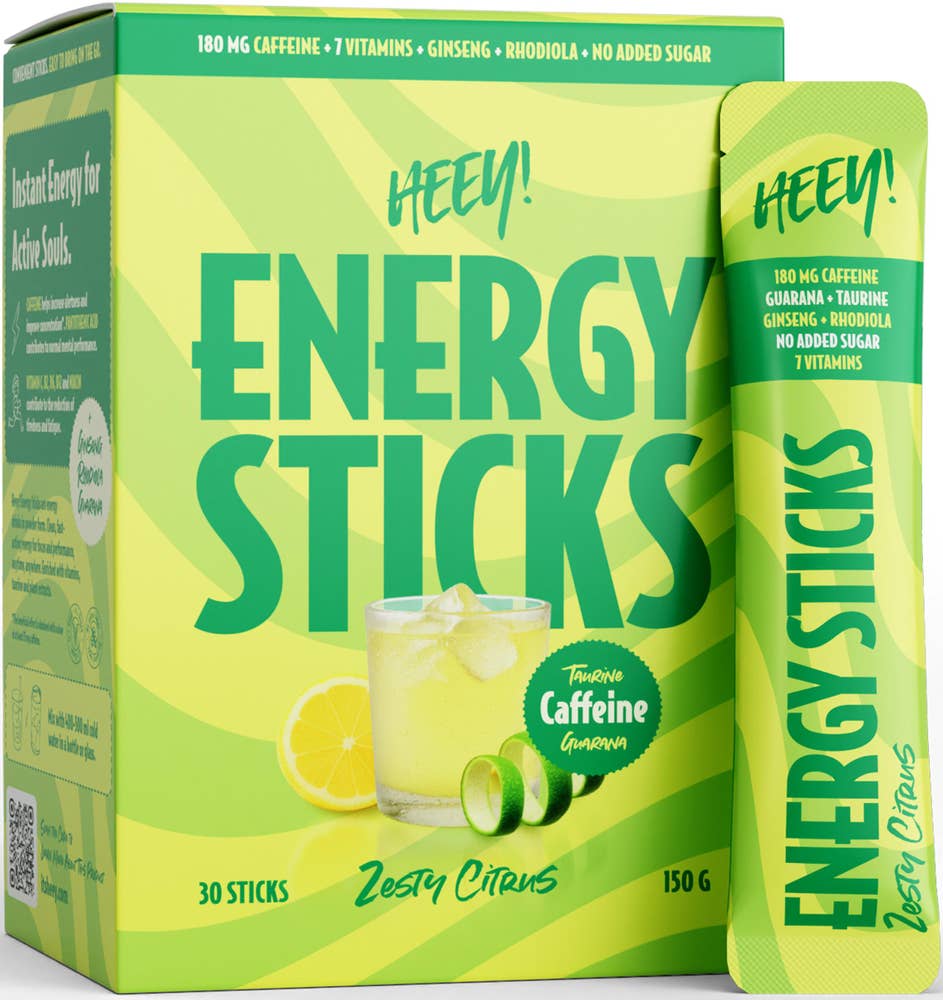 Heey! Energy Sticks Caffeine + Guarana Zesty Citrus 30 portioner