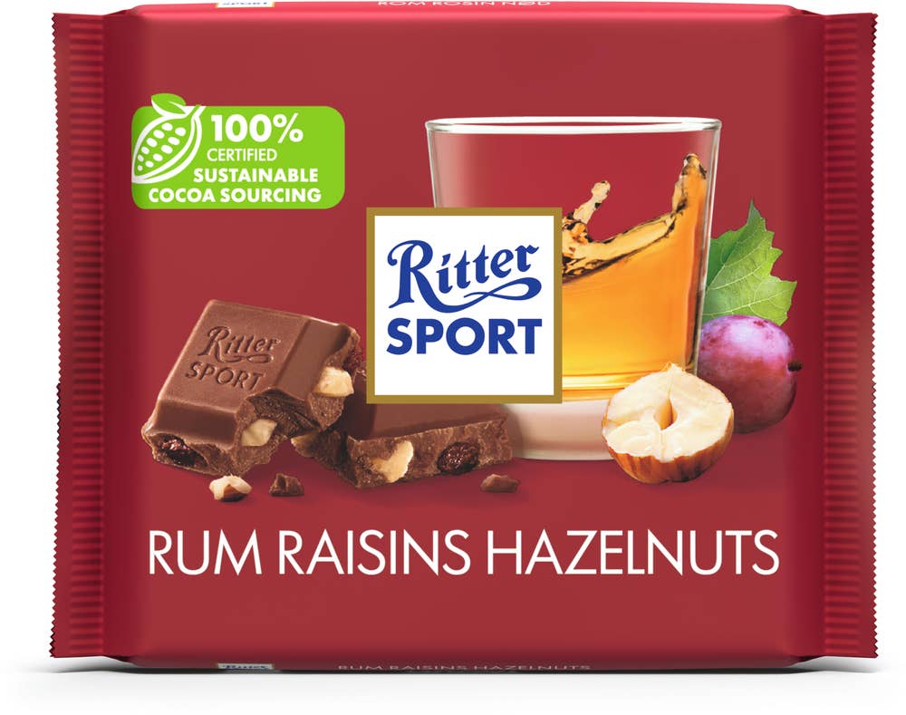Ritter Sport Choklad Rom, Russin & Hasselnötter