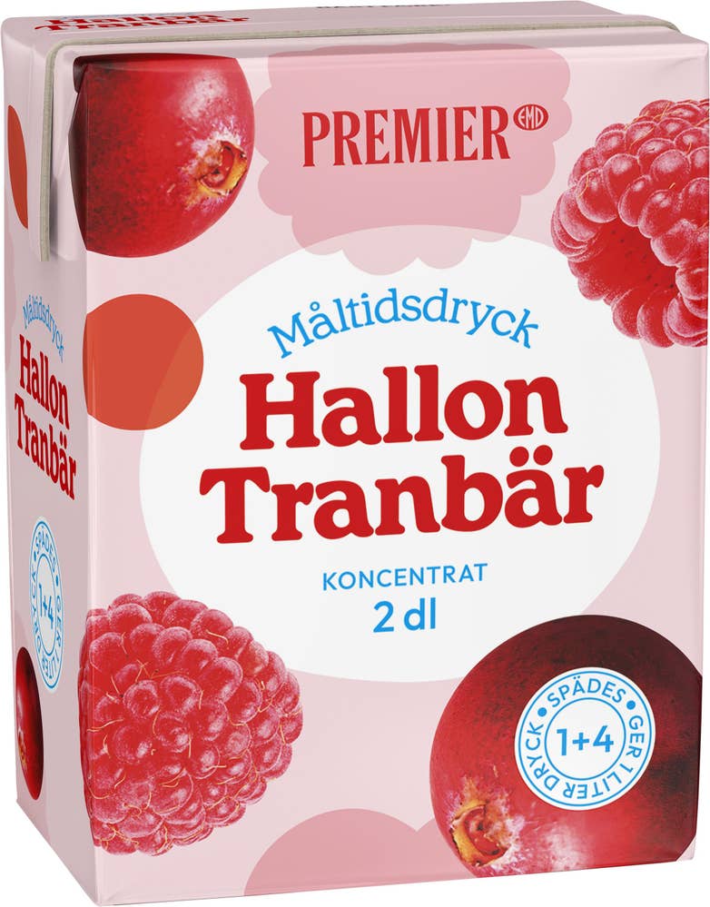 Premier Måltidsdryck Hallon & Tranbär Koncentrat