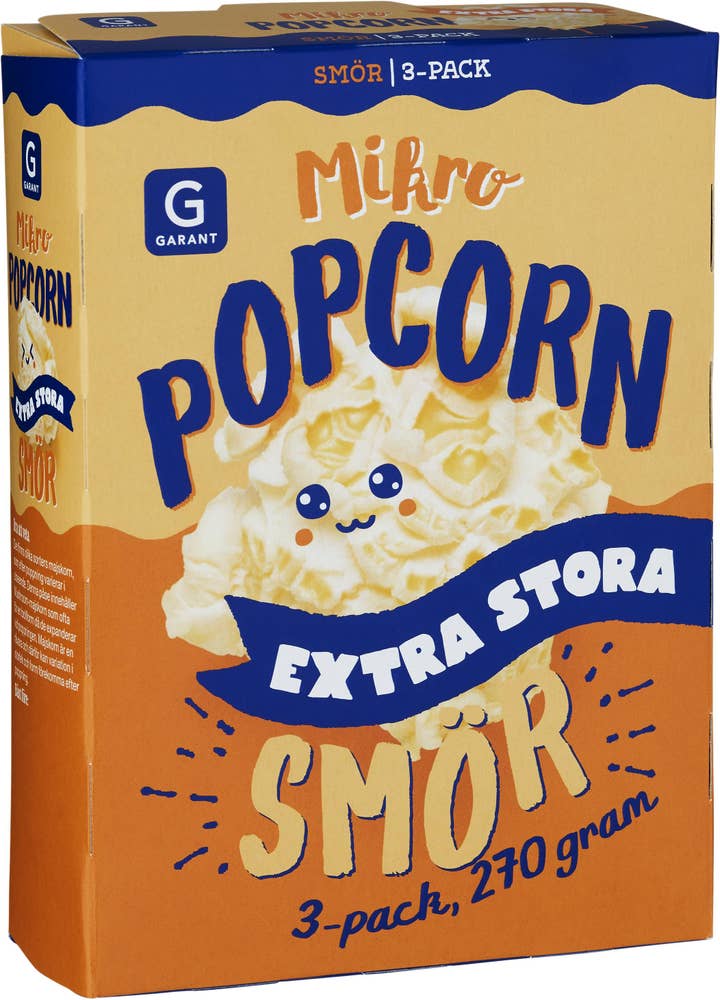 Garant Mikropopcorn Smör Extra Stora 3x90g
