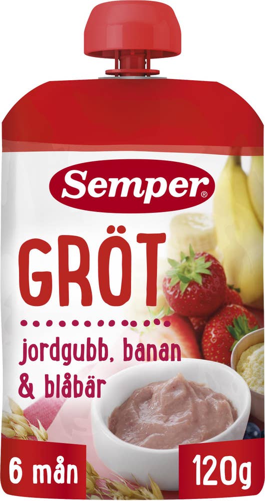 Semper Gröt Jordgubb, Banan & Blåbär 6M