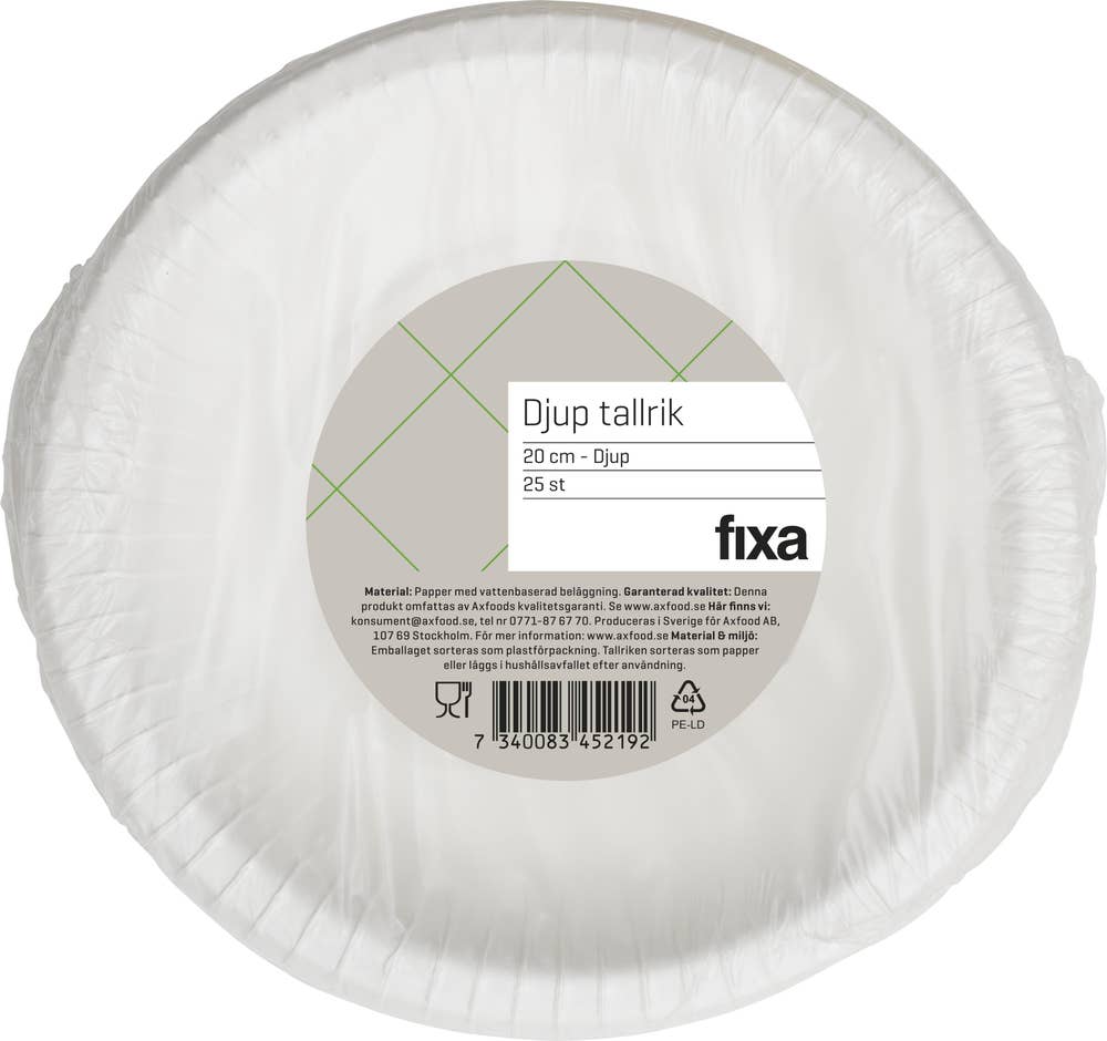 Fixa Engångstallrik Djup 20cm