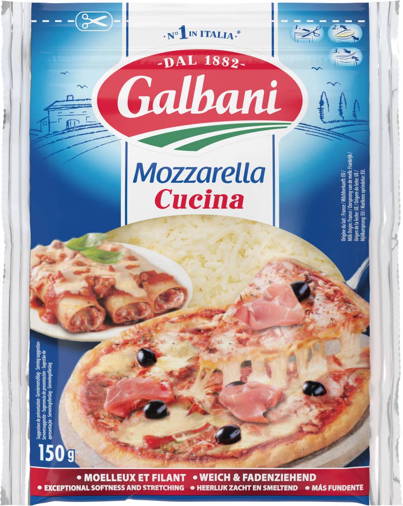 Ej sorterad Mozzarella Riven Galbani