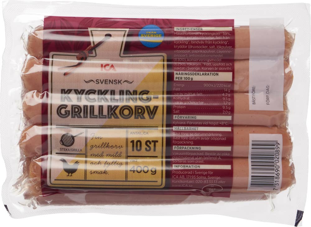 Ej sorterad Kycklinggrillkorv Ica