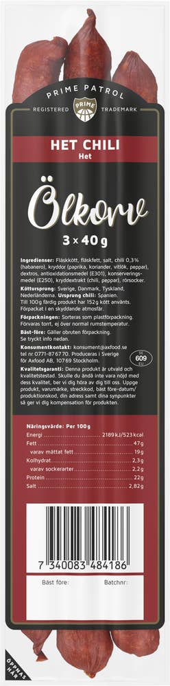 Prime Patrol Ölkorv Het Chili 3-p