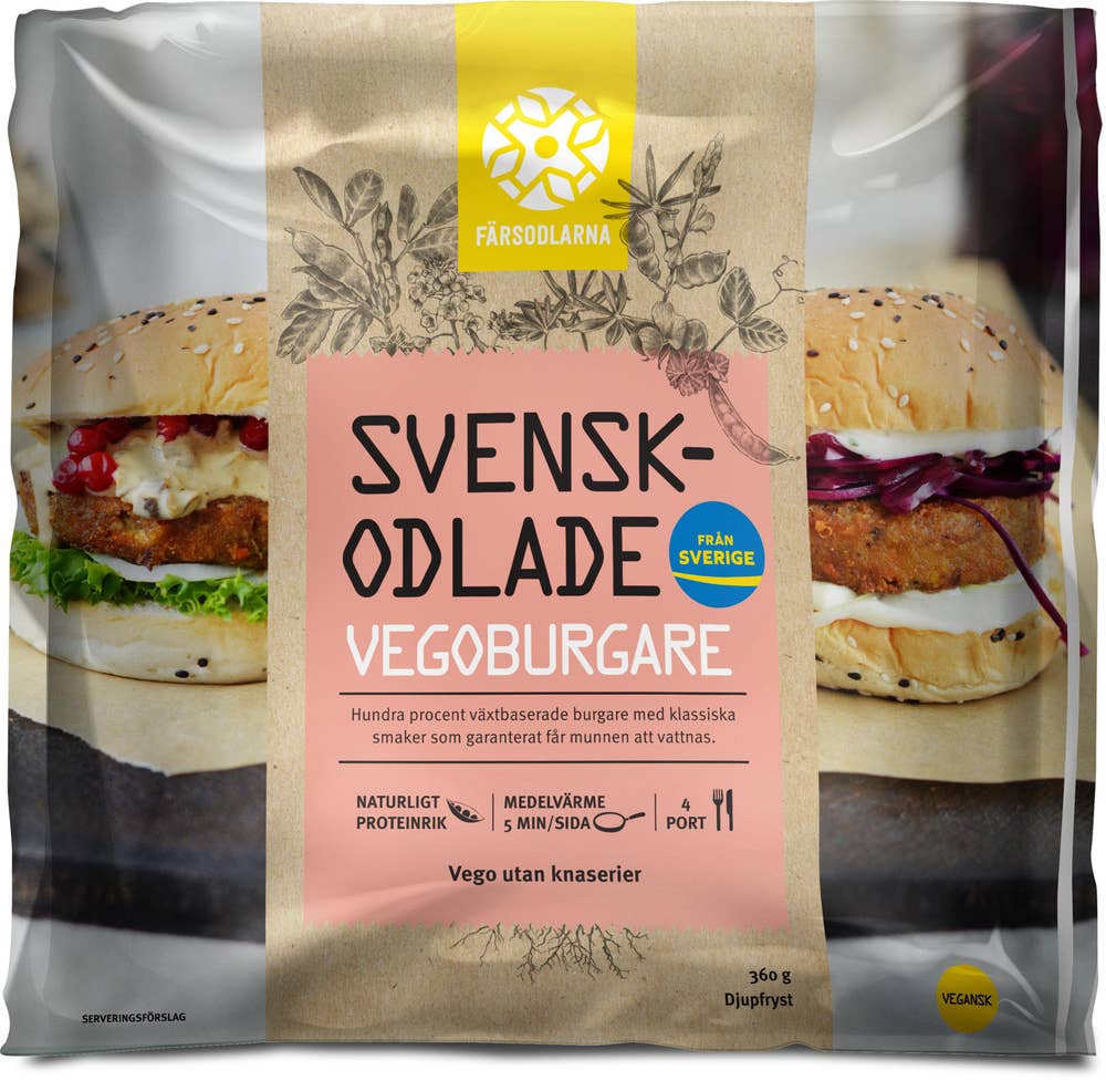 Svenska Färsodlarna Vegoburgare Svenskodlade Frysta