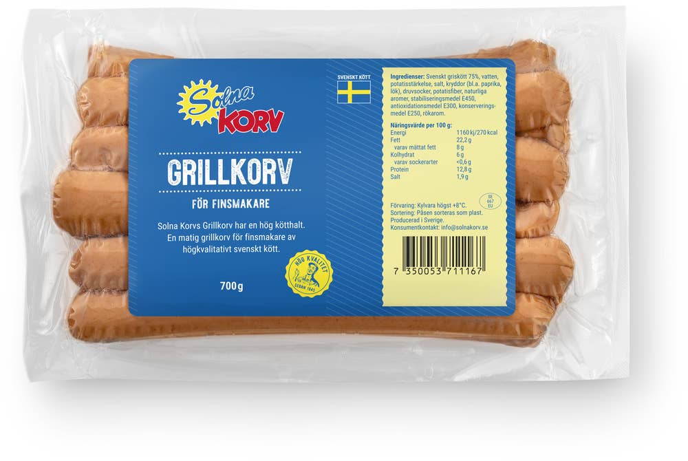 Solna Korv Grillkorv Kötthalt 75% 10-p