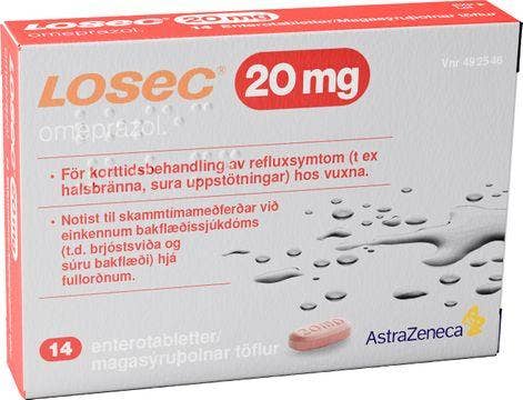 Losec 20 mg, Omeprazol, enterotablett, 14 st