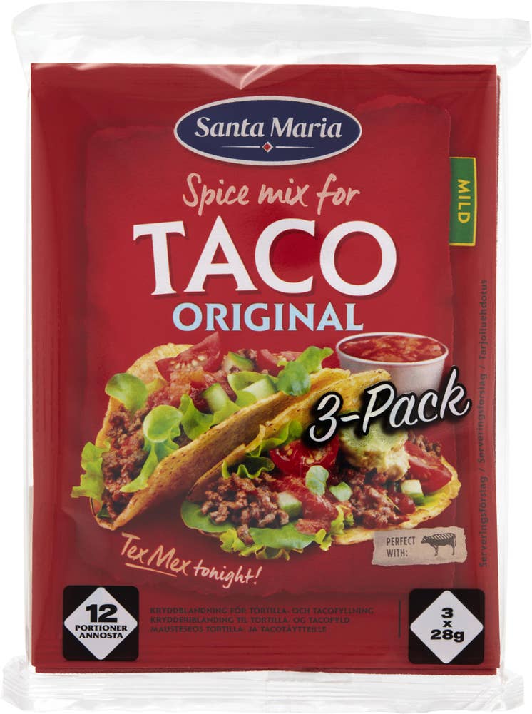 Santa Maria Taco Kryddmix Mild 3x28g