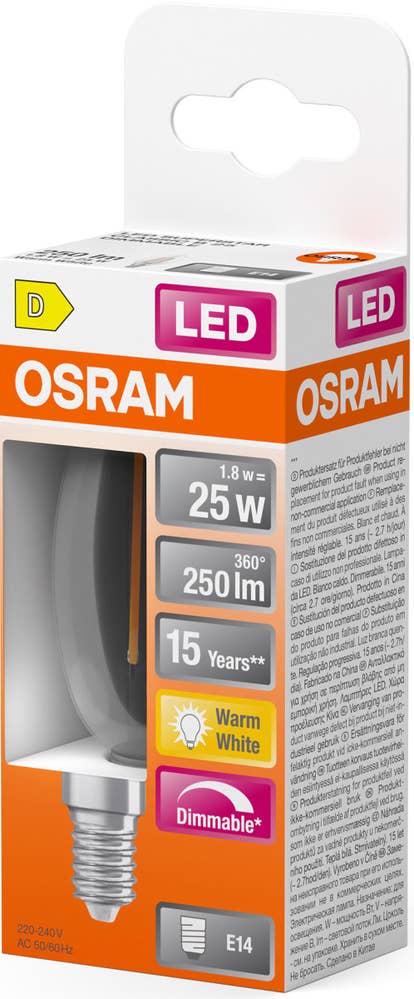 Osram LED Kron E14 250lm (25W) Klar Dimbar