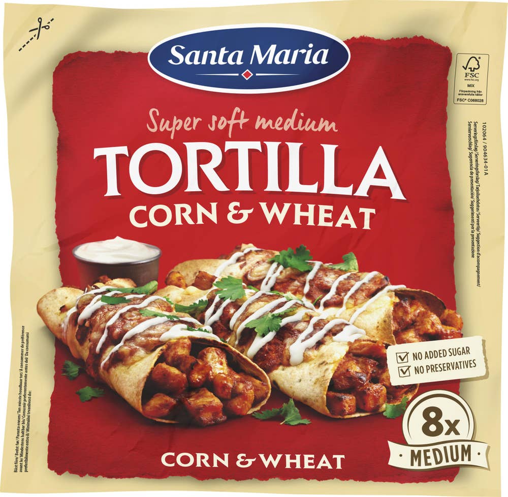 Tortillas Corn & Weat Medium 8-p