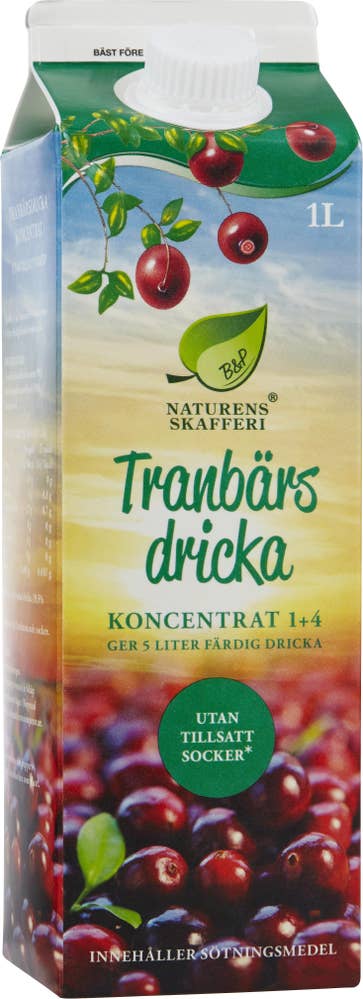 Ej sorterad Tranbärsdryck Koncentrat 1L B&P