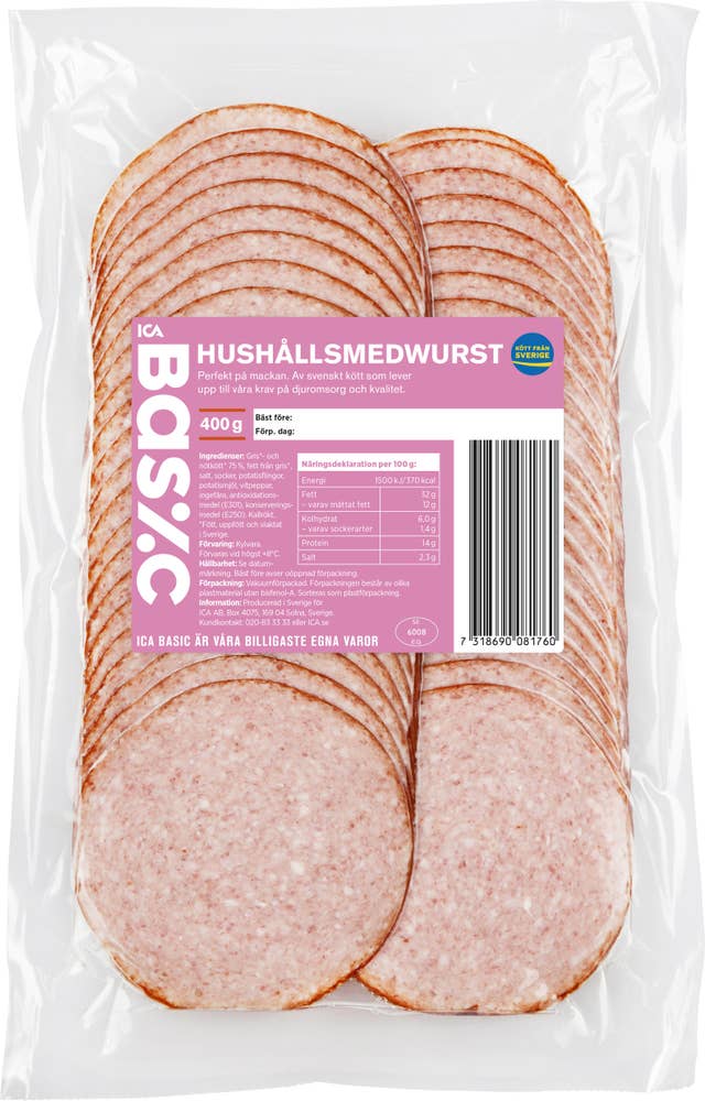 Ej sorterad Hushållsmedwurst Ica Basic