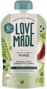 LoveMade Purée Ärta, Zucchini & Äpple +6M EKO