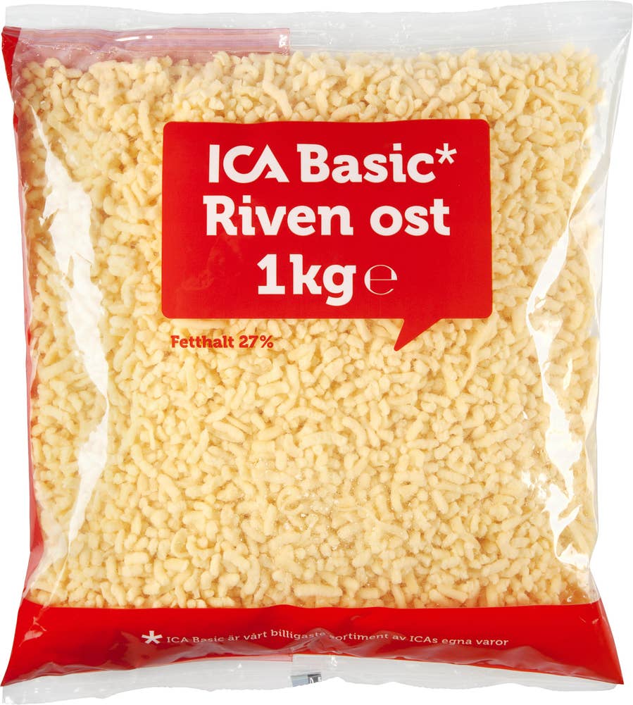 Ej sorterad Ost Riven Ica Basic