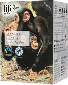 Life by Follis Svart Te Mango Peach Fairtrade