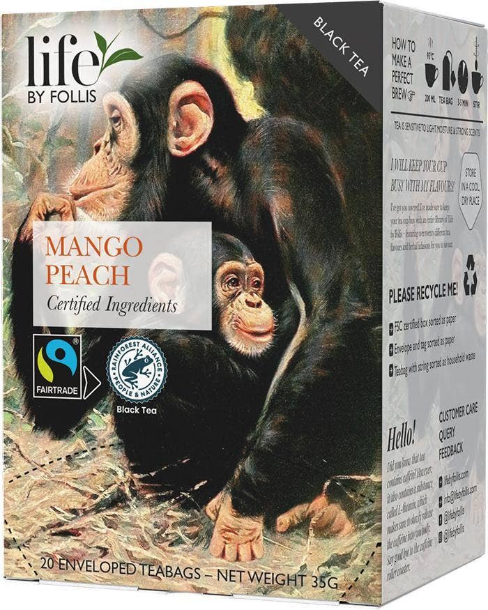 Life by Follis Svart Te Mango Peach Fairtrade