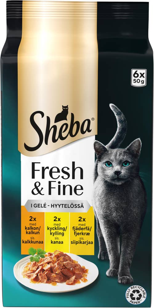 Sheba Kattmat Fågel i Gelé 6x50g