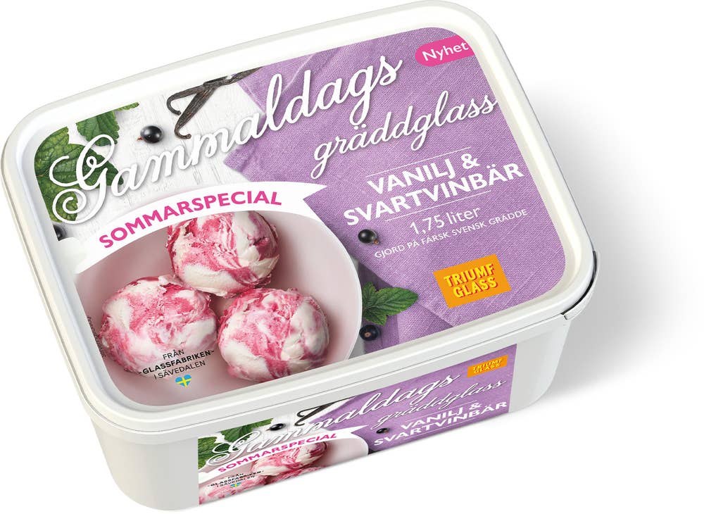 Triumf Glass Gammaldags Gräddglass Vanilj & Svartvinbär