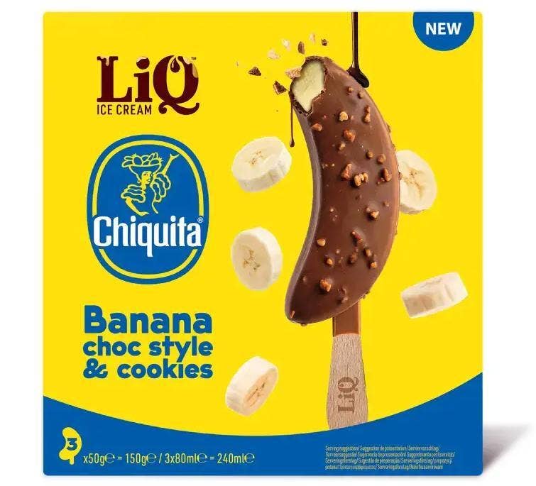 Chiquita Glass Banana Choc Style & Cookies