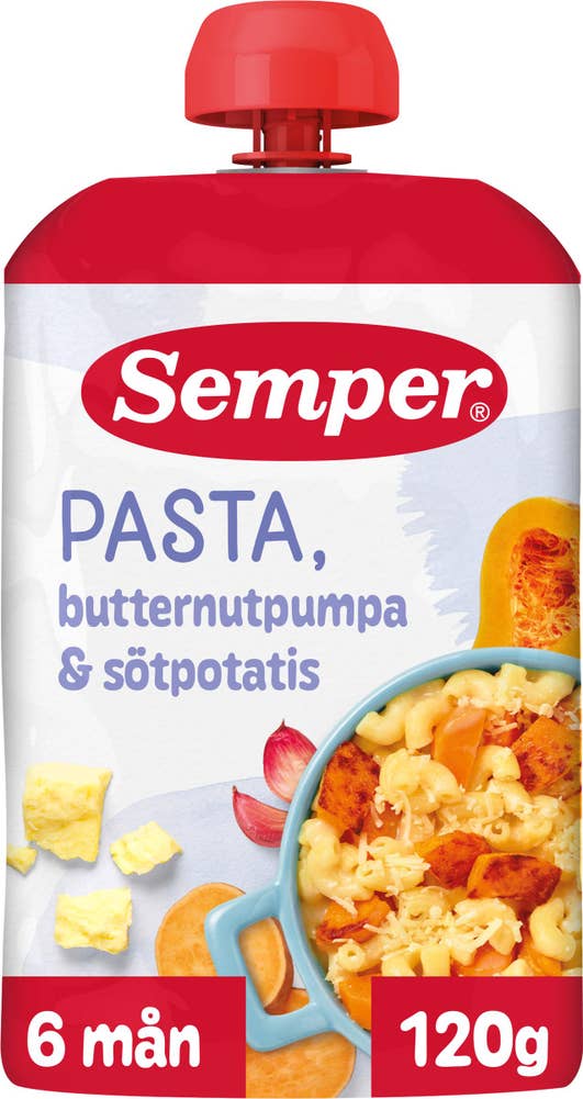 Semper Klämmis Pasta, Butternutpumpa & Sötpotatis 6M