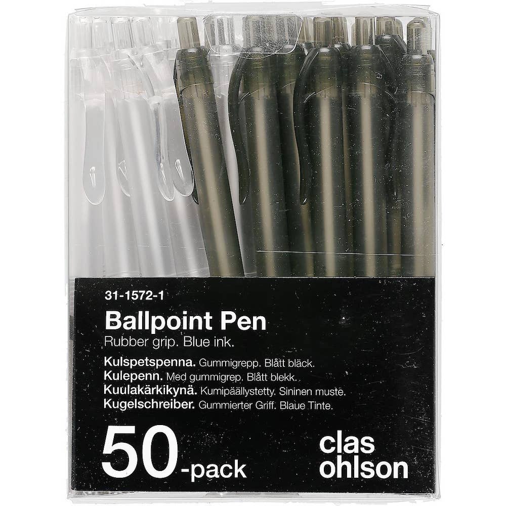 Clas Ohlson Kulspetspenna Svart/Vit 50-p Clas Ohlson