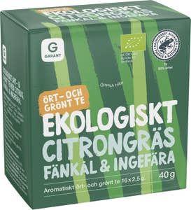 Garant Eko Ört- & Grönt Te Citrongräs, Fänkål och Ingefära EKO