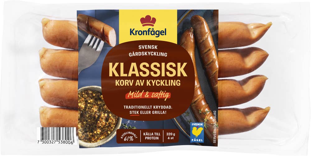 Kronfågel Kycklinggrillkorv Klassisk 4-p