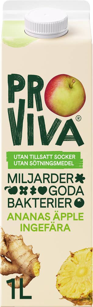 ProViva Fruktdryck Ananas, Äpple & Ingefära Utan Tillsatt Socker & Sötningsmedel