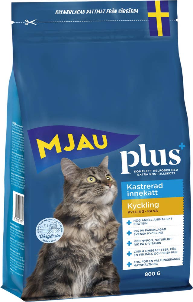 Mjau Torrfoder för Innekatt Kyckling Mjau