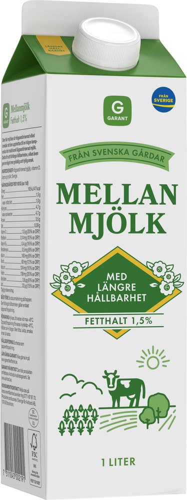 Garant Mellanmjölk Lite Längre Hållbarhet 1.5%
