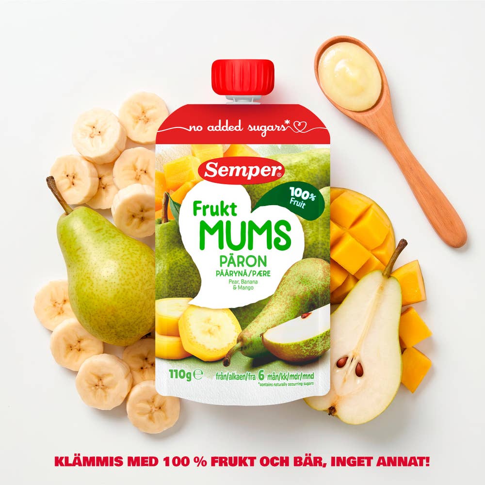 Semper Fruktmums Päron, Banan & Mango 6M