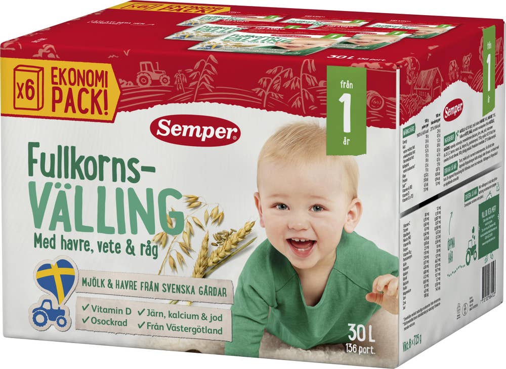 Semper Fullkornsvälling 1år 30L