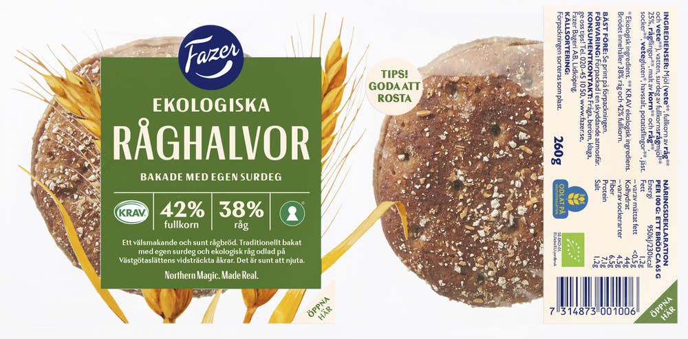 Fazer Bageri Råghalvor EKO/KRAV 260g Fazer