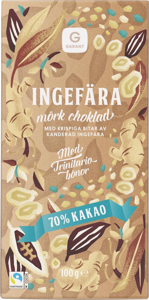 Garant Mörk Choklad 70% Ingefära Fairtrade